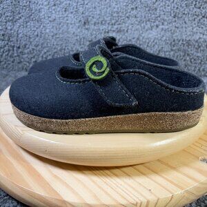 Haflinger Alice Clogs Womens Size 9 Blue Wool Slip On Mary Jane Cork Sole Shoes